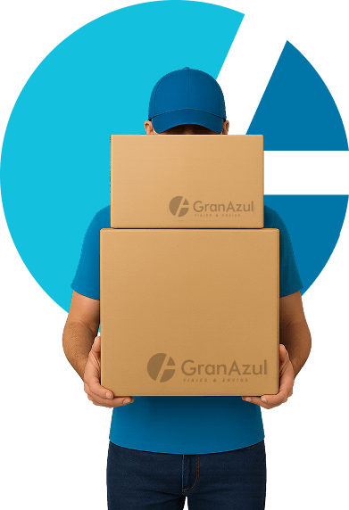 Hombre entregando paquetes de Gran Azul